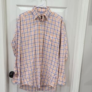 Men's Orange and Blue Checkered Shirt